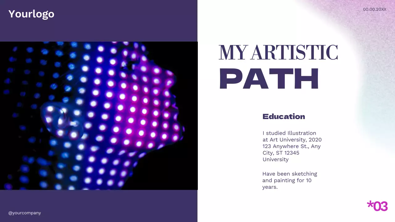 White Purple Blue Simple Modern Profile Creative Portfolio Introduction