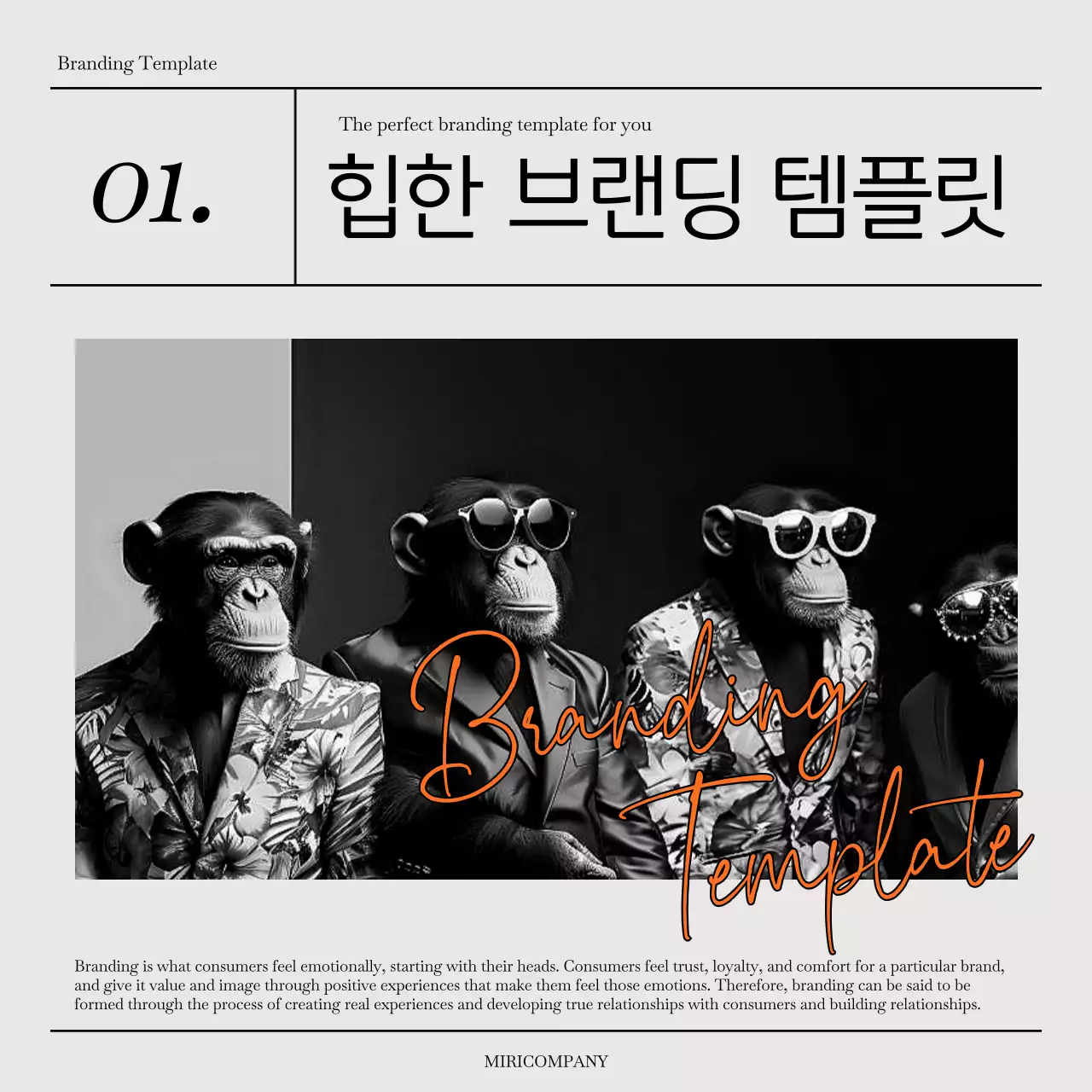 회색과 주황의 심플한 브랜드 소개서