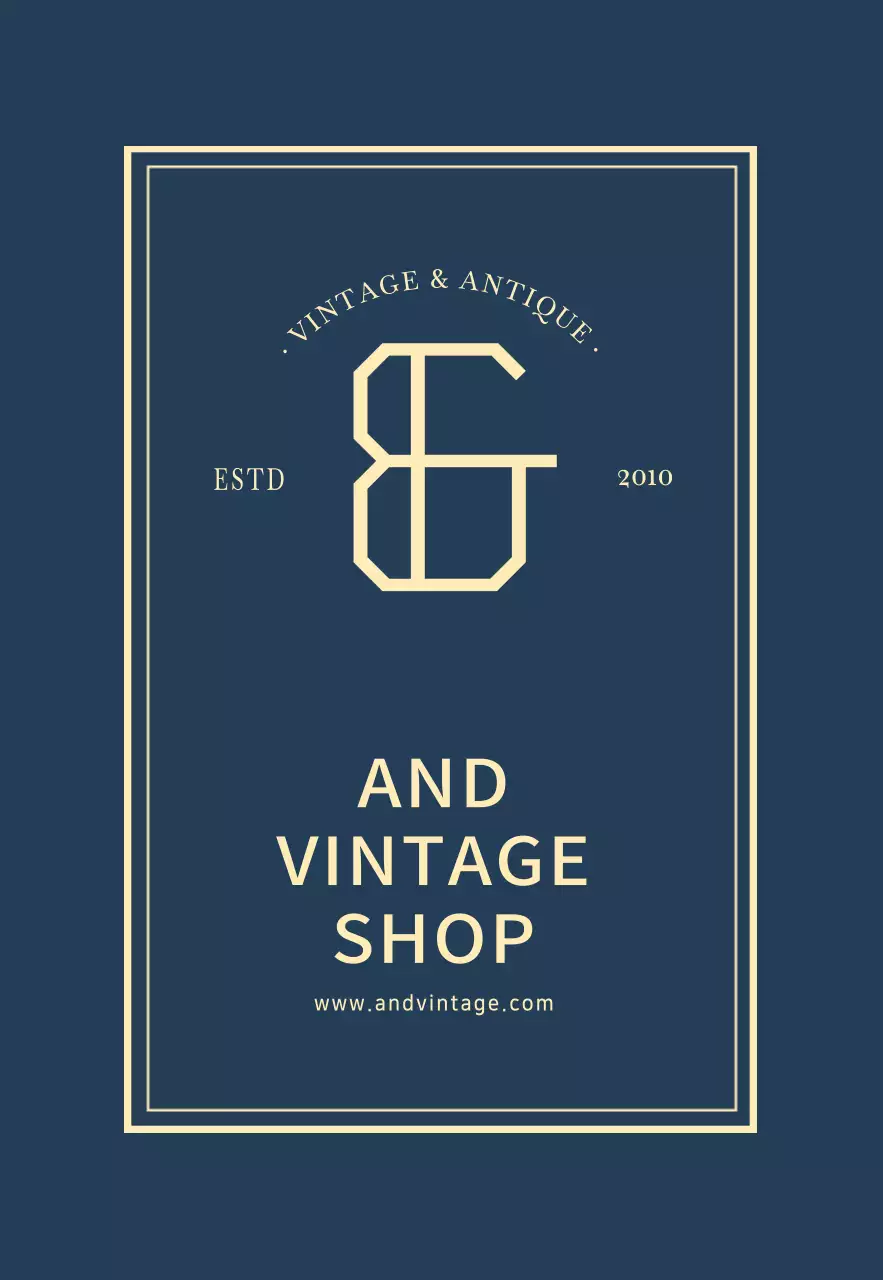 ネイビーのシンプルなヴィンテージショップロゴ 현판