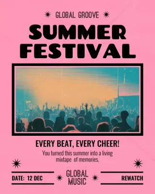 Pink Retro Music Announcement Instagram Post