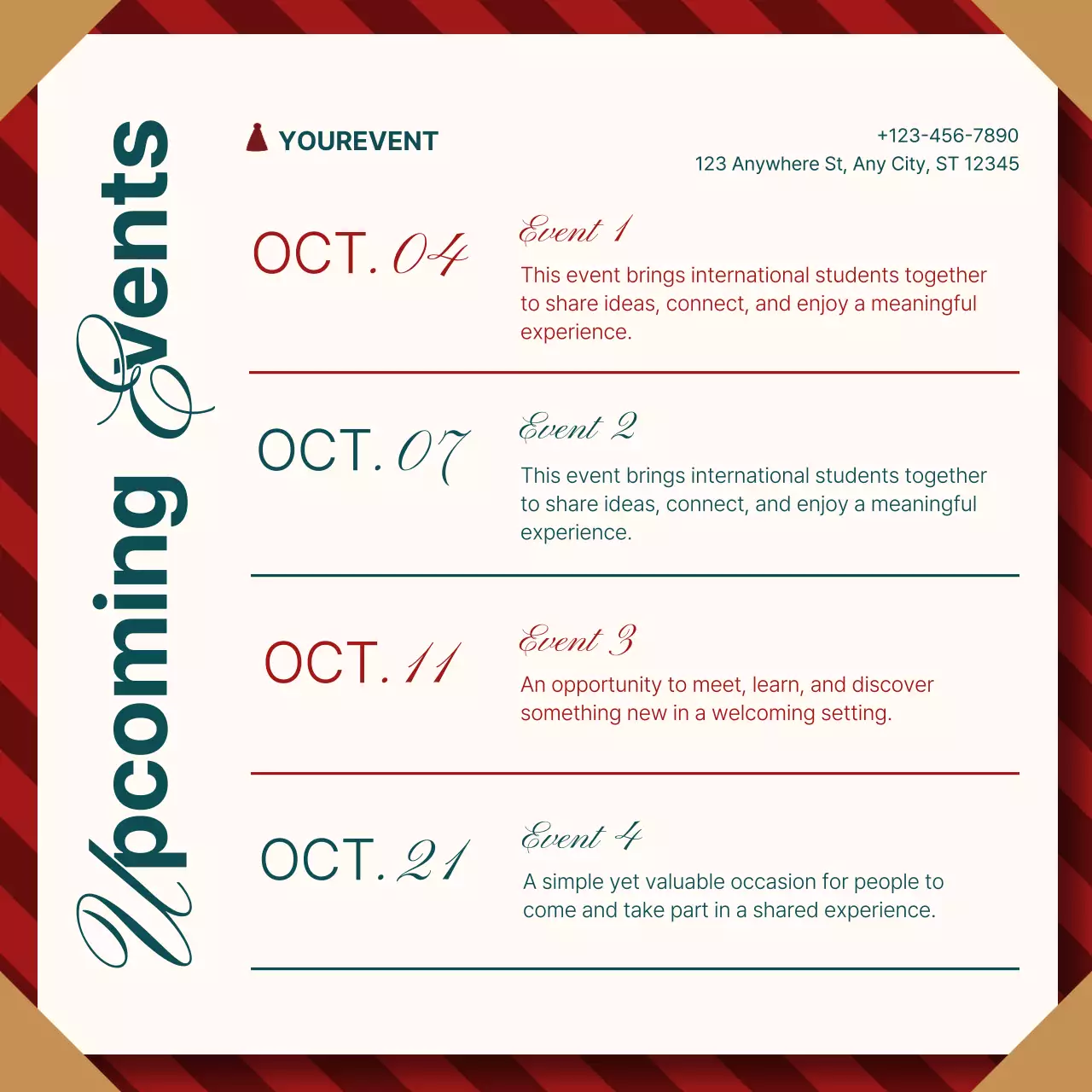 Beige Modern Christmas Event Calendar Instagram Post