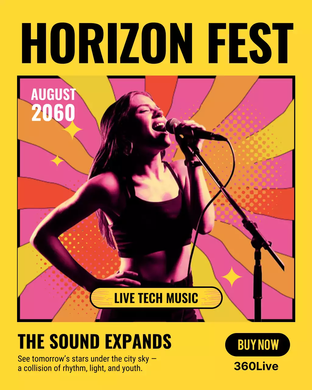 Yellow Retro Concert Advertisement Instagram Post