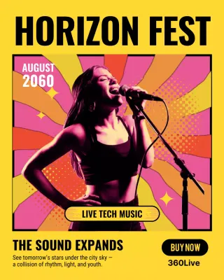 Yellow Retro Concert Advertisement Instagram Post