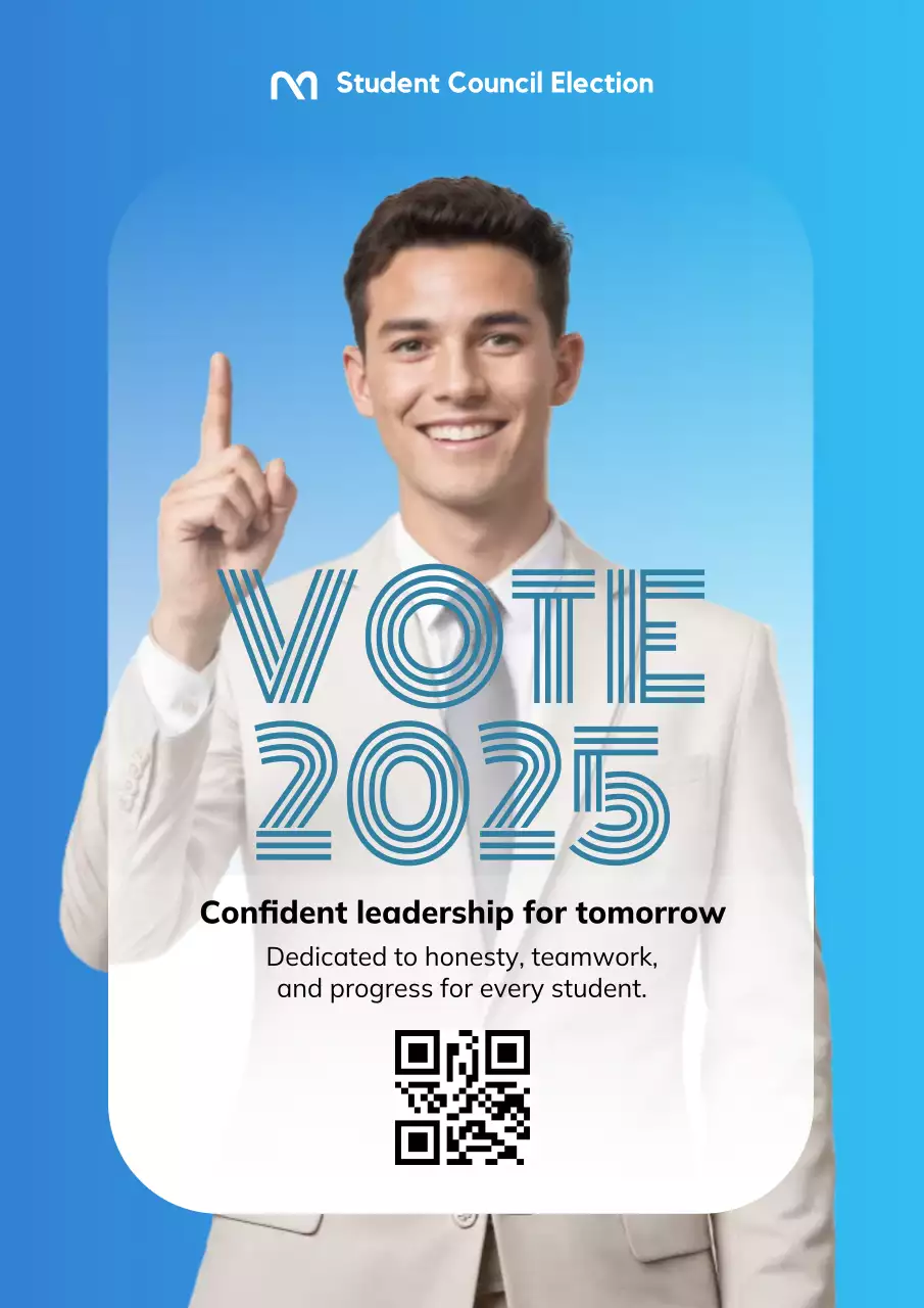 Blue Modern Student Election Web Poster