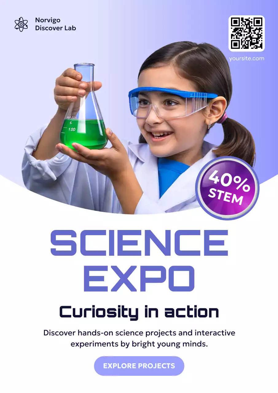 Blue Modern Science Event Announcement Poster