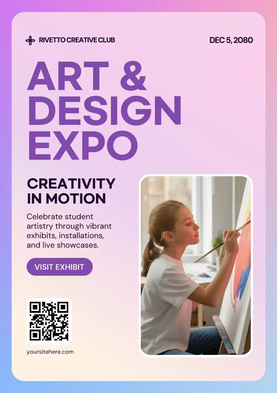 Purple Modern Art Exhibition Poster