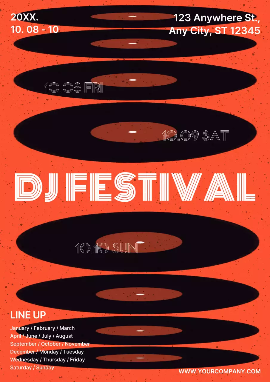 오렌지 레트로 뮤직 이벤트 포스터