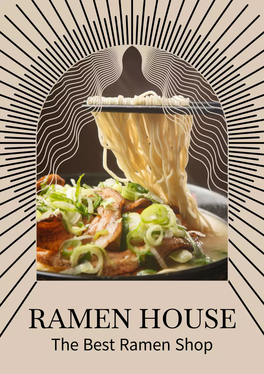 Beige Artistic Ramen Advertisement Poster