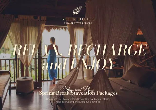 Beige Elegant Staycation Promotion Poster