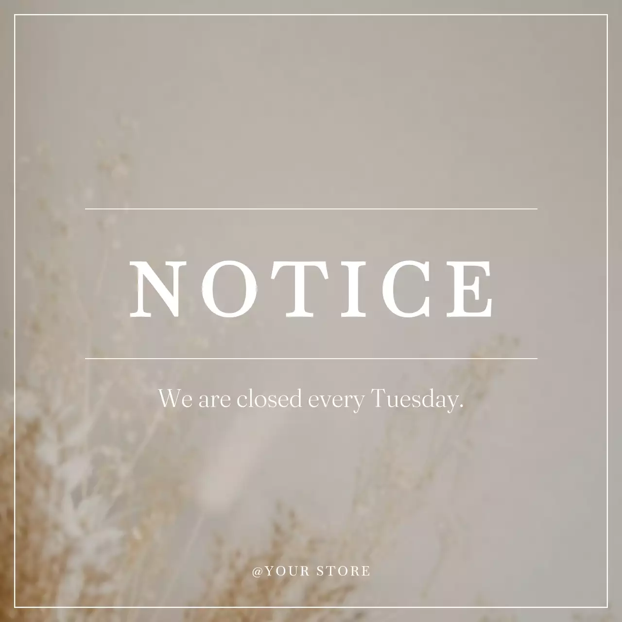 Beige Minimal Store Notice Social Media Post
