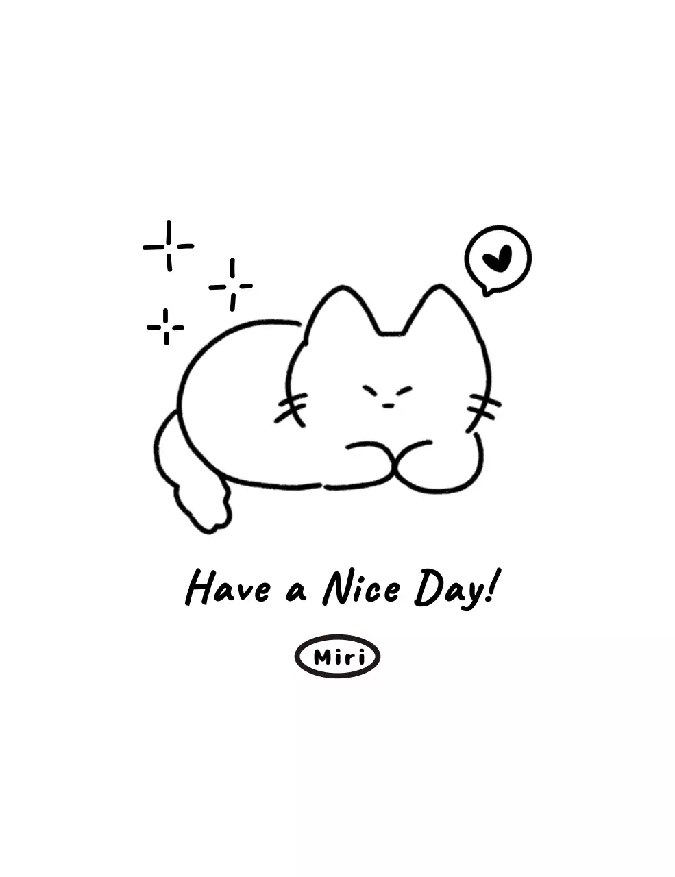 白黒 かわいい 猫 メッセージカード かわいいイラスト