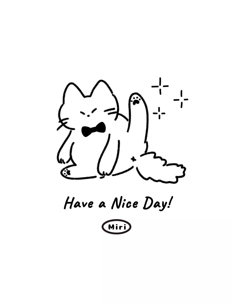 白黒 かわいい 猫 メッセージカード かわいいイラスト