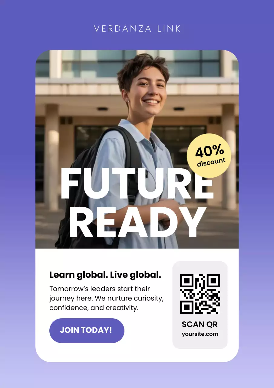Purple Modern Education Promotion Web Poster