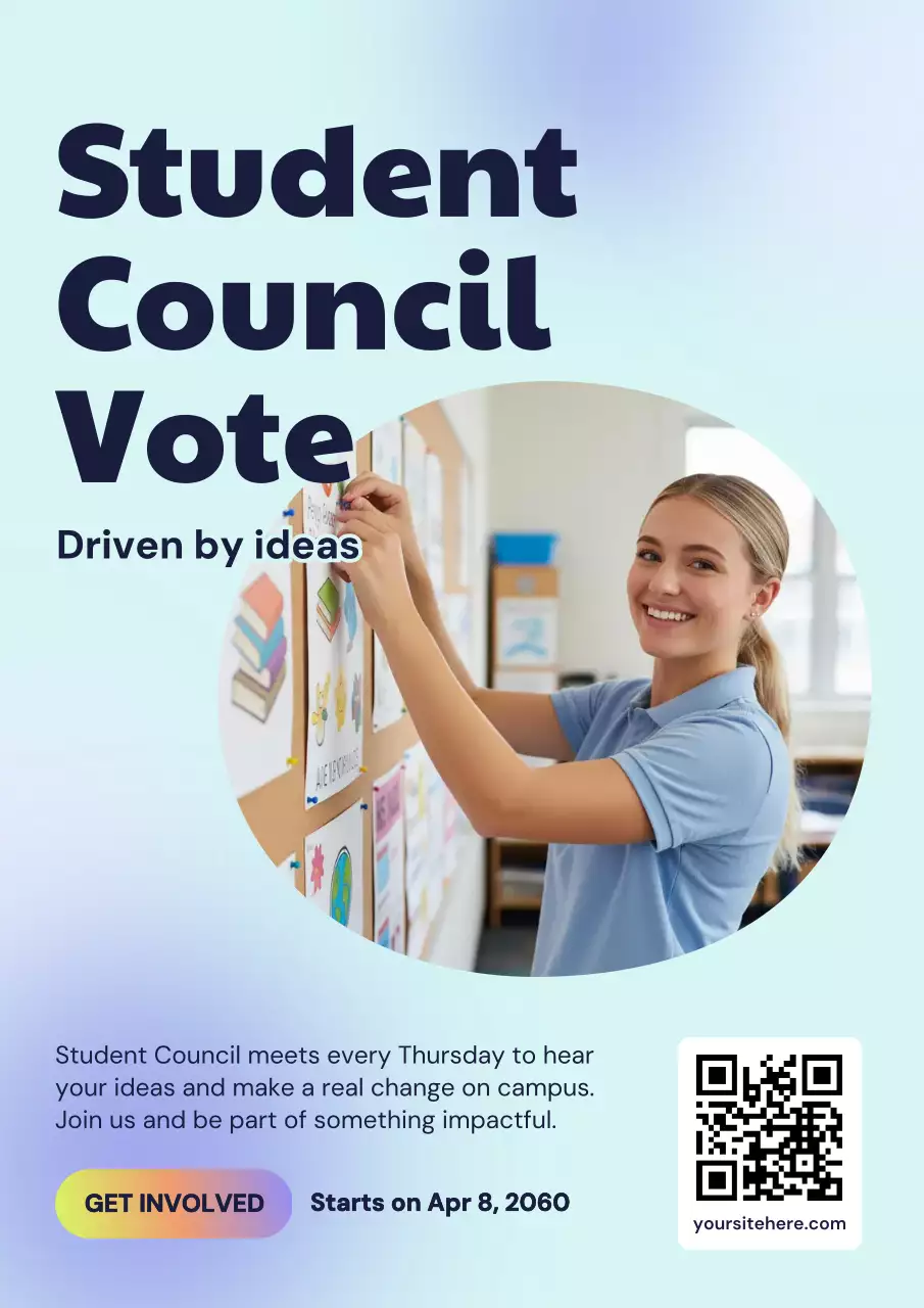 Blue Modern Student Announcement Poster