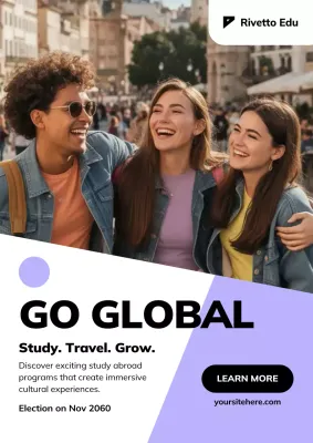 Modern Study Travel Promotion Web Poster