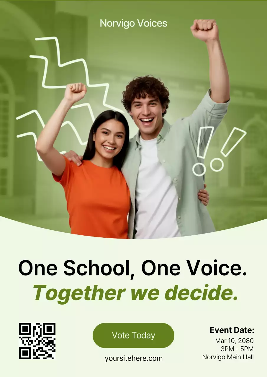 Green Modern Student Vote Web Poster