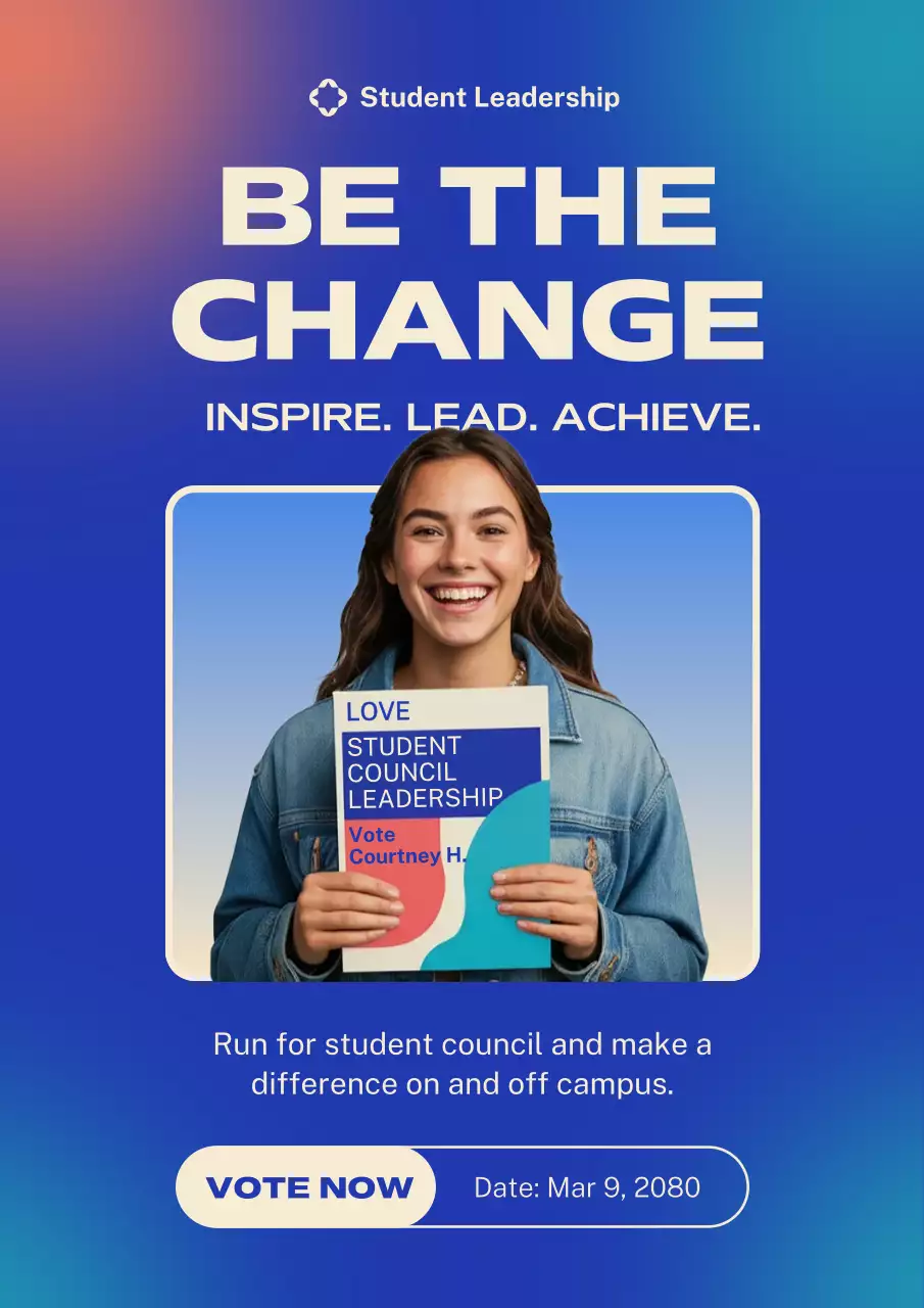 Blue Modern Student Election Web Poster