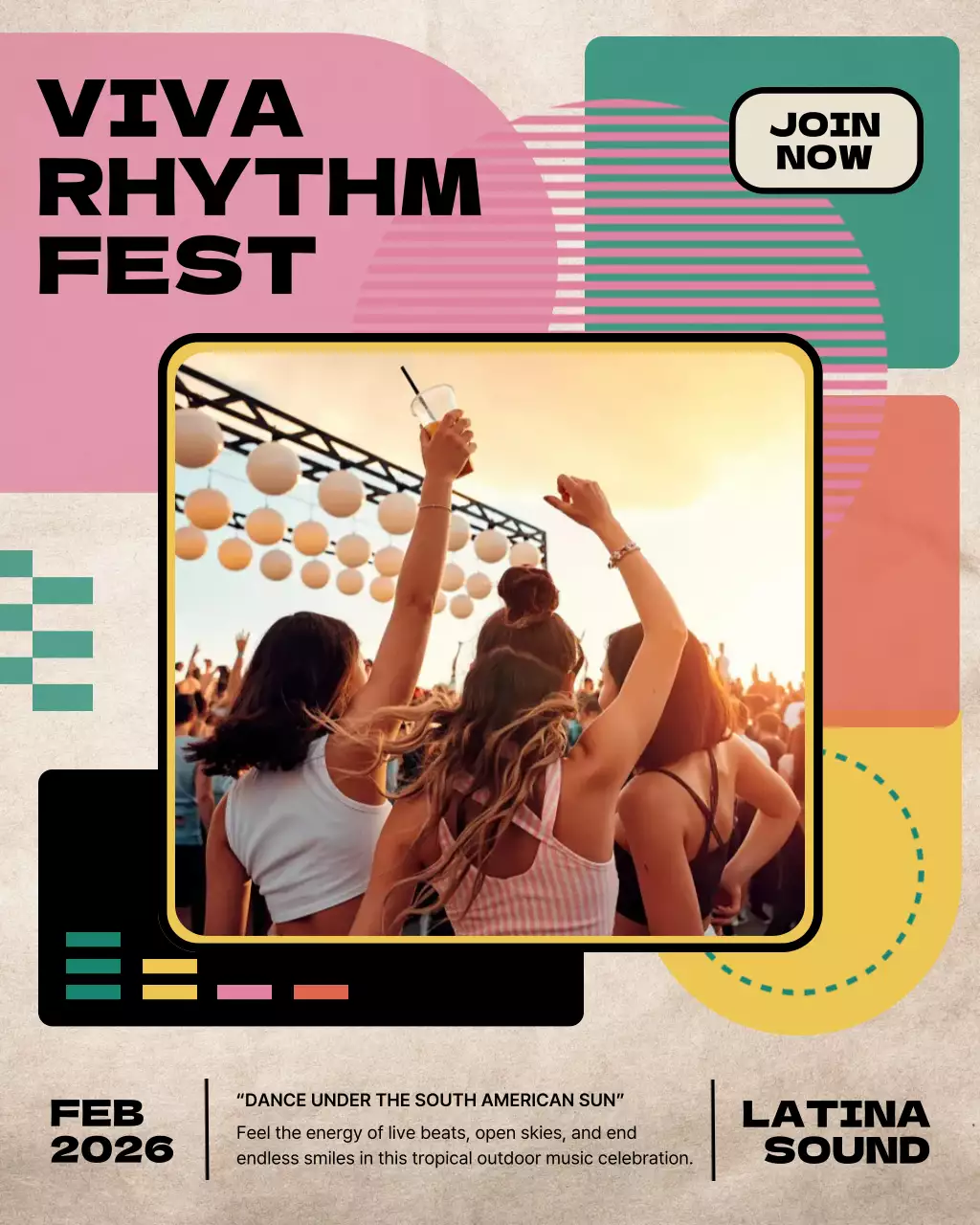 Colourful Retro Music Event Instagram Post