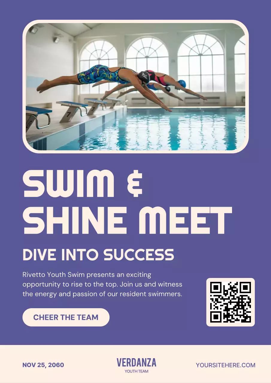 Purple Modern Swim Event Announcement Poster