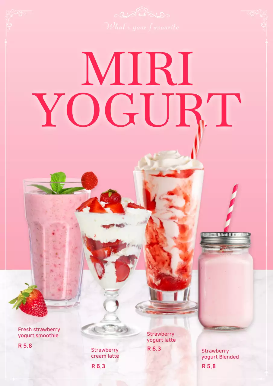Pink Elegant Yogurt Promotion Poster