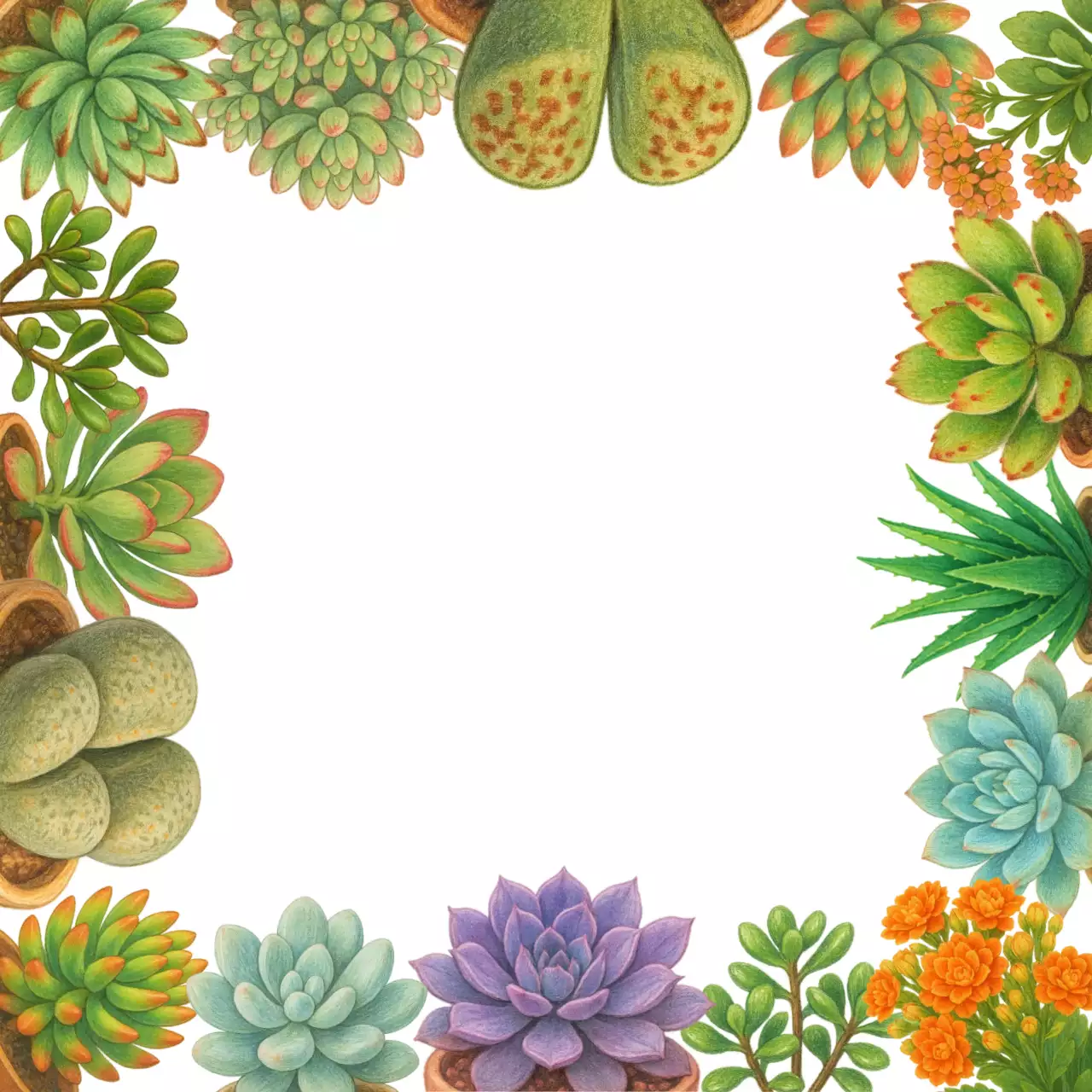 초록 자연 다육식물 포토프레임