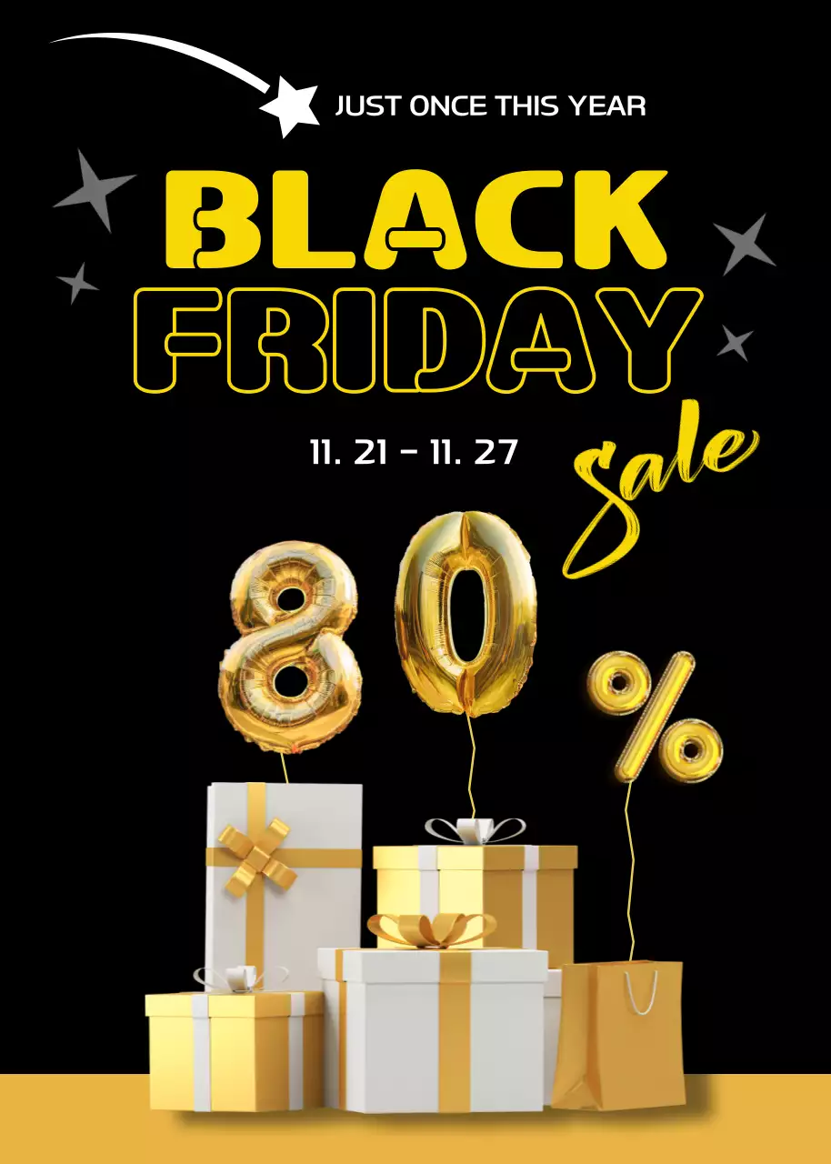 검은색의 화려한 블랙프라이데이 행사 안내