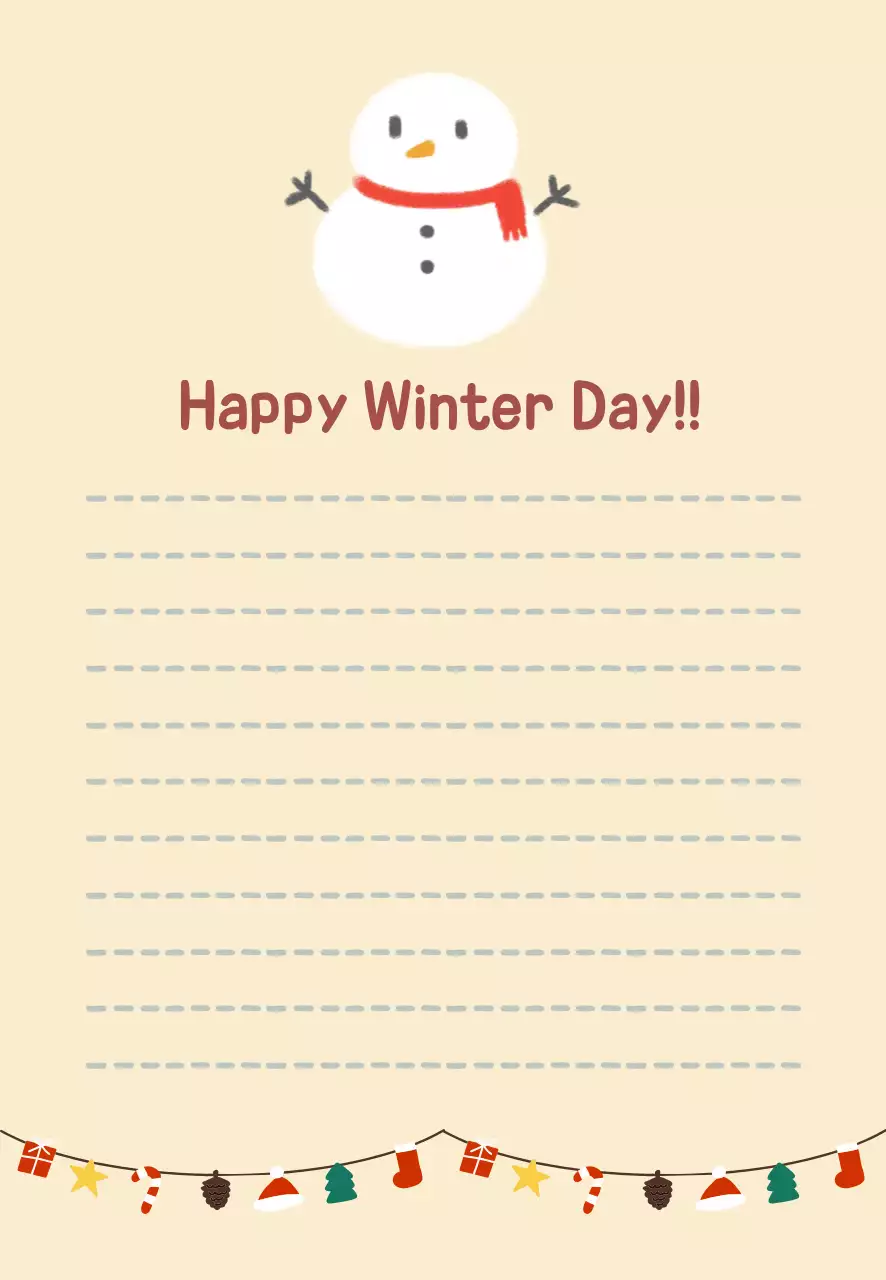 베이지 아기자기한 겨울 메모 편지