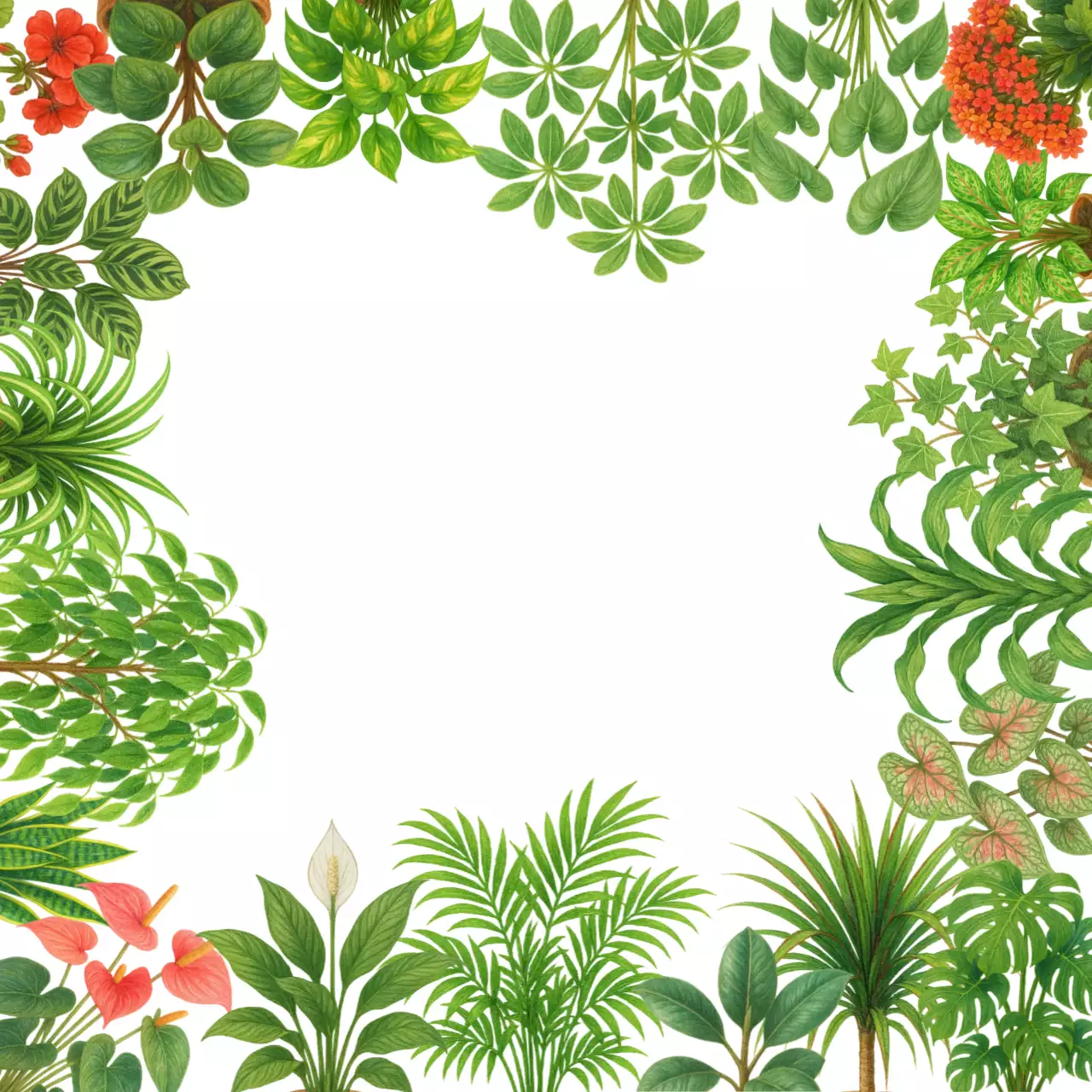 초록 자연 실내 인테리어 식물 포토프레임