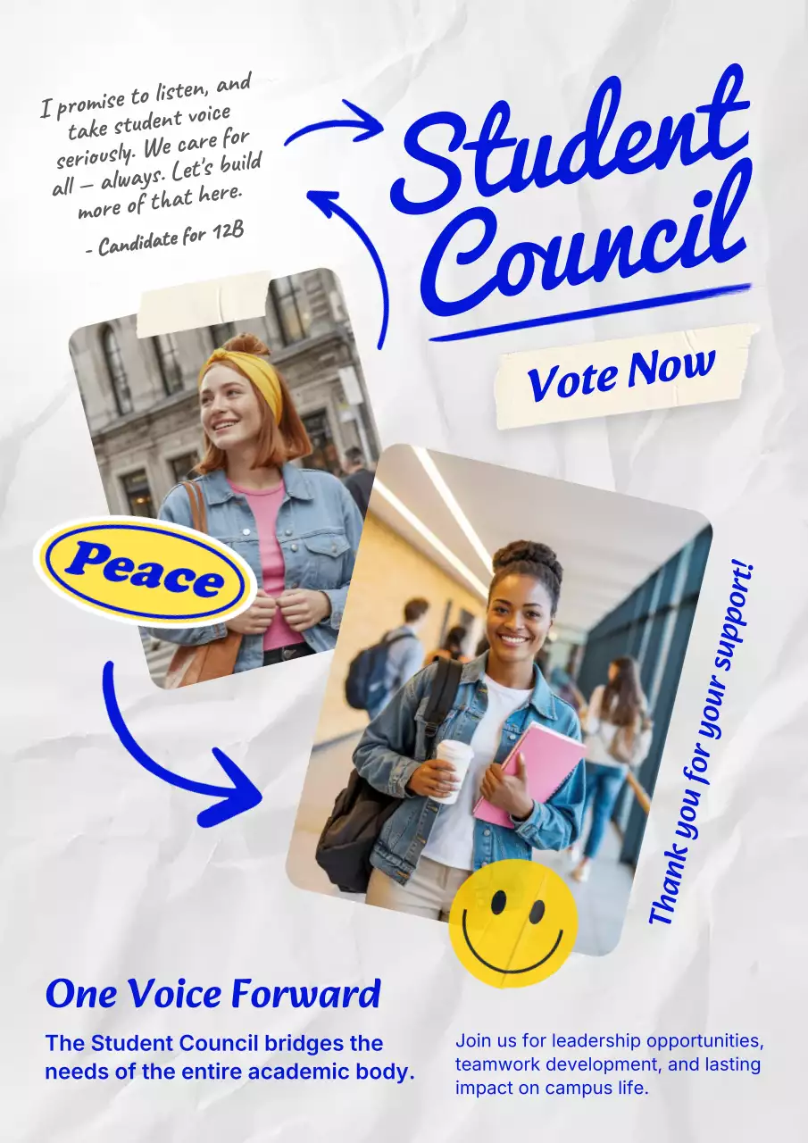 Blue Modern Student Election Promotion Poster