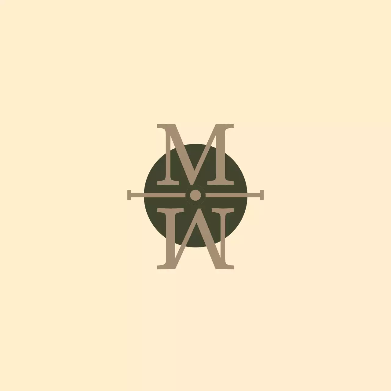 베이지와 녹색의 원과 이니셜이 있는 로고가 포인트인 업체 굿즈