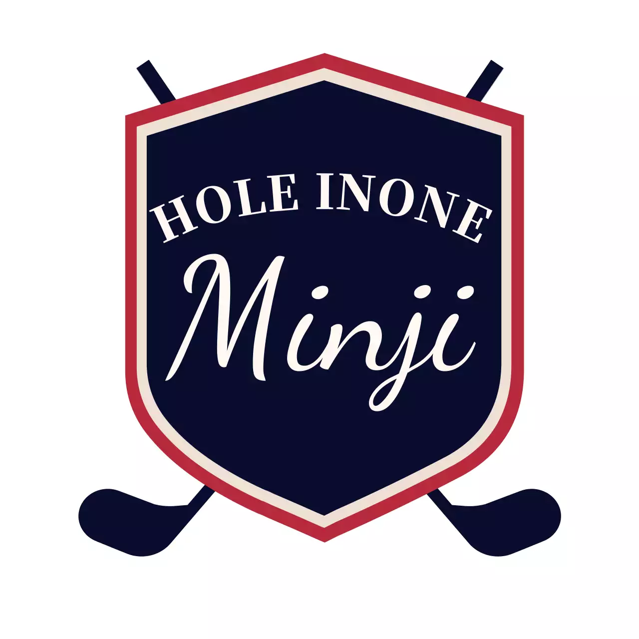 파랑과 레드의 고급스러운 골프 앰블럼