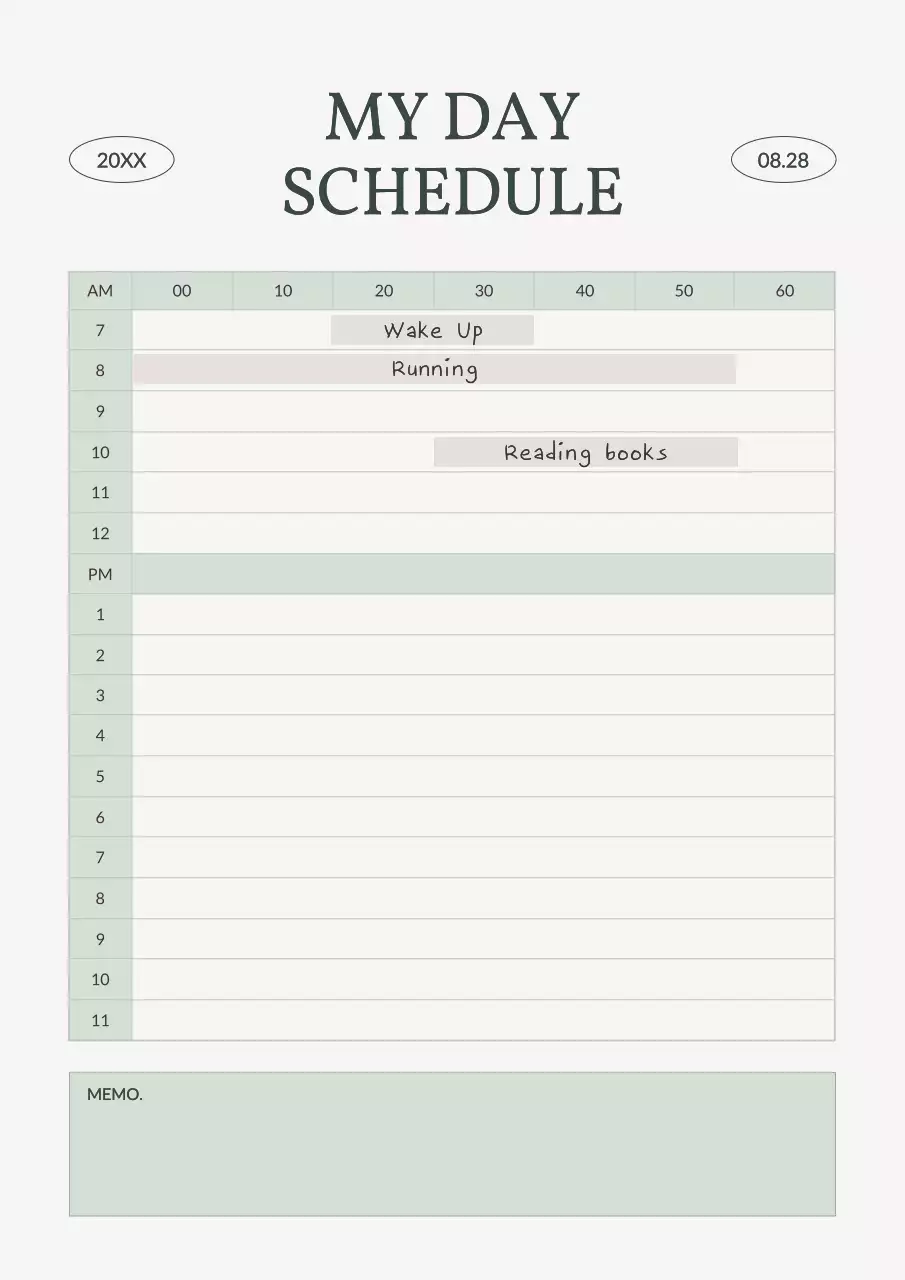 Beige Green Simple Schedule Planner