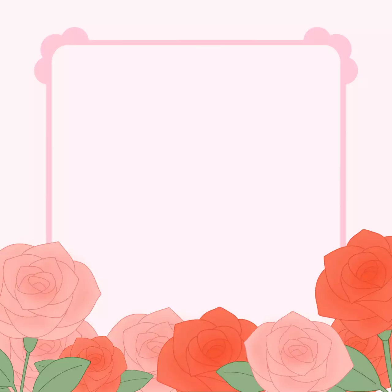 핑크 아기자기한 화사한 장미꽃 문구