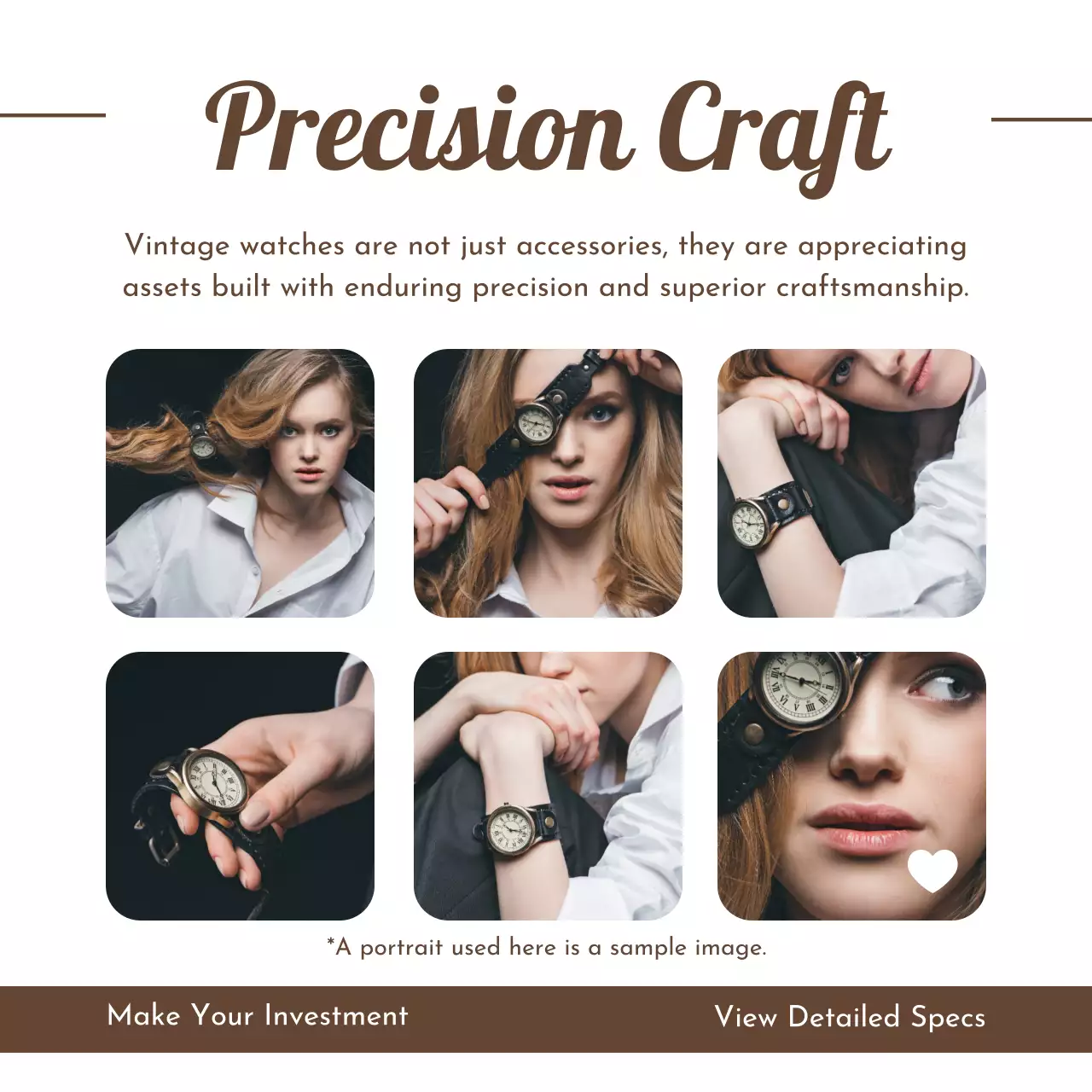 갈색 빈티지 시계 광고