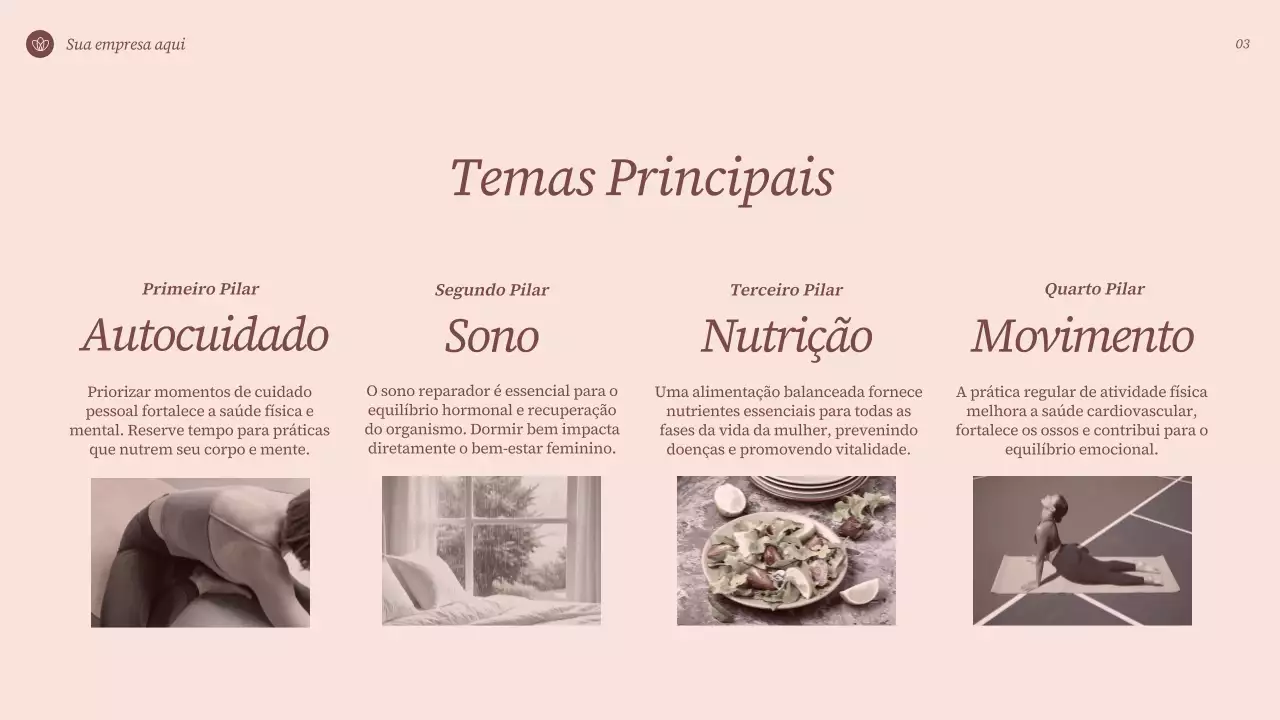 Apresentação de bem-estar elegante em tons de bege