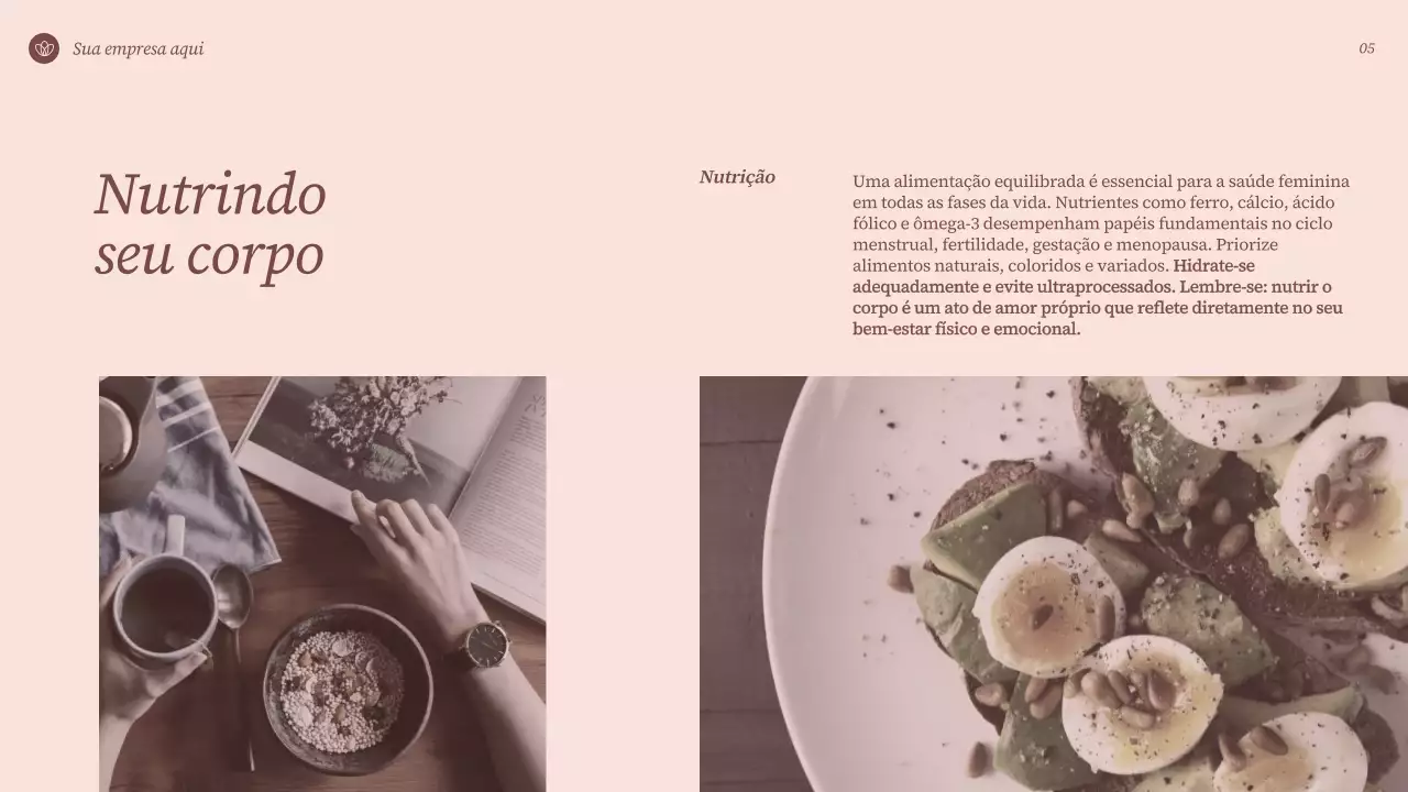 Apresentação de bem-estar elegante em tons de bege