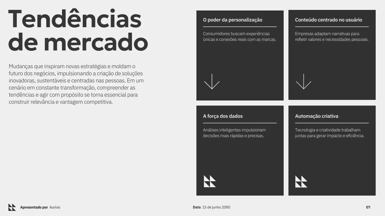 Apresentação de Marketing Moderna em Tons de Cinza