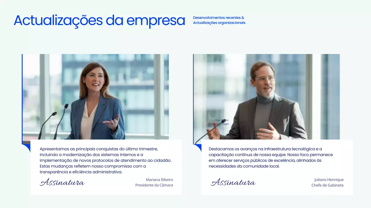 Apresentação da Reunião da Prefeitura Profissional Azul