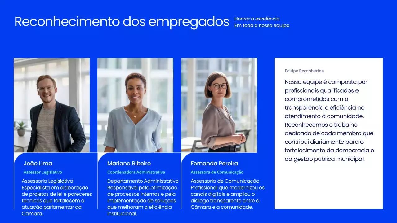 Apresentação da Reunião da Prefeitura Profissional Azul