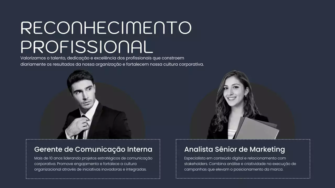 Apresentação de anúncio de comunicação profissional da Marinha