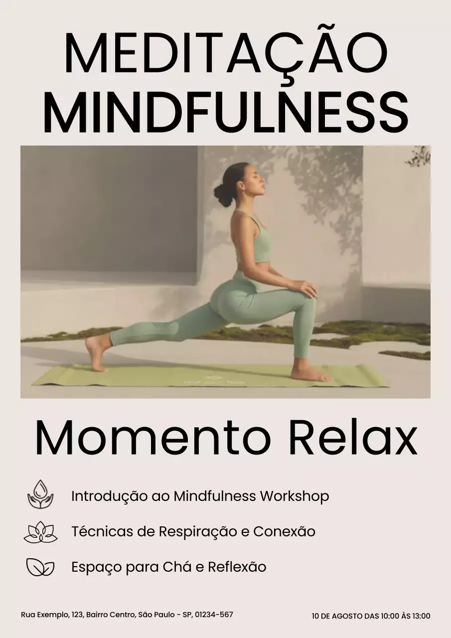 Convite para Meditação Minimalista em Tons de Bege