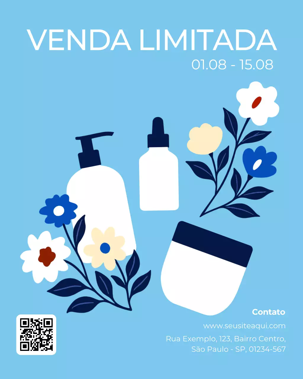 Postagem promocional de cuidados com a pele modernos em azul
