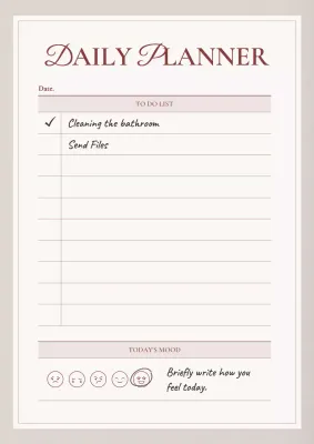 Beige Modern Daily Planner