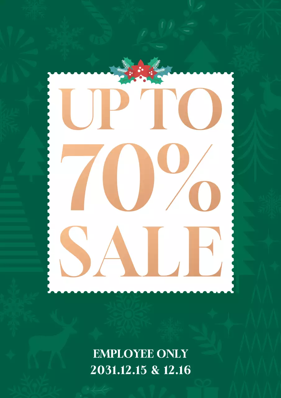 Employee sale poster with green illustration pattern background