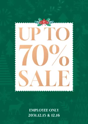 Employee sale poster with green illustration pattern background