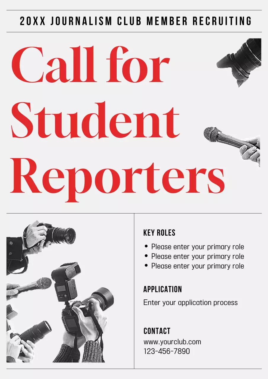 Red Professional Journalism Recruitment Poster