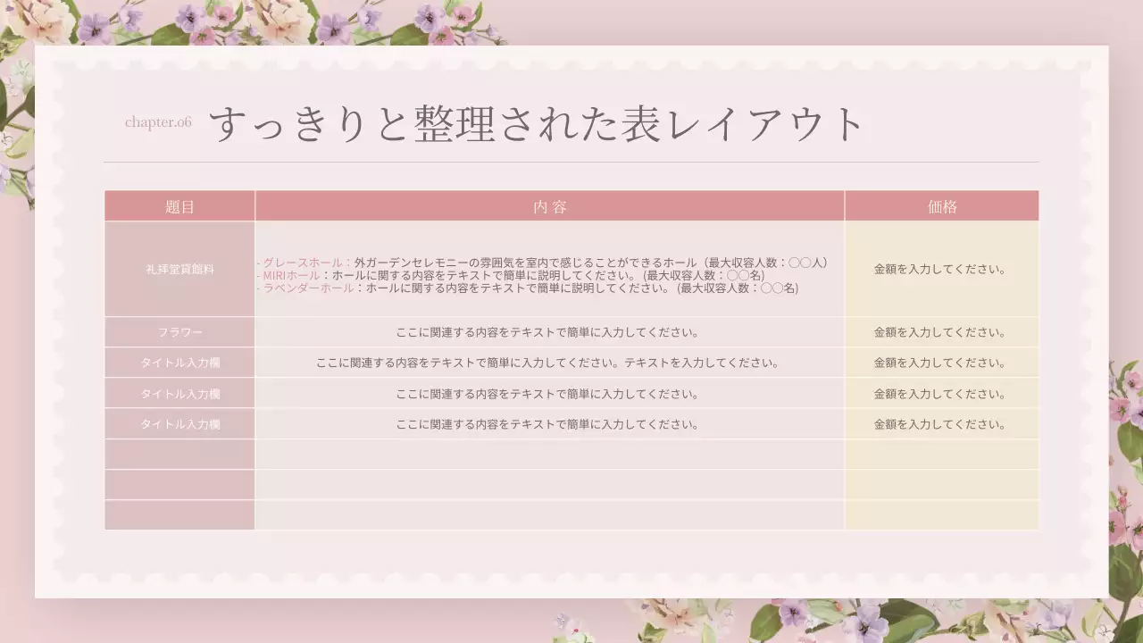 ピンク 上品 花 プレゼンテーション