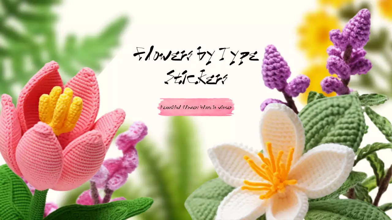 Pink Artistic Flowers Stickers Presentation