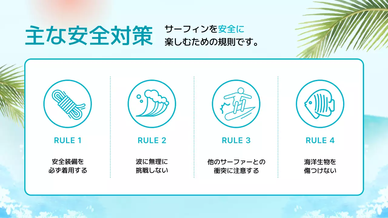 青 涼しい サーフィン お知らせ プレゼンテーション