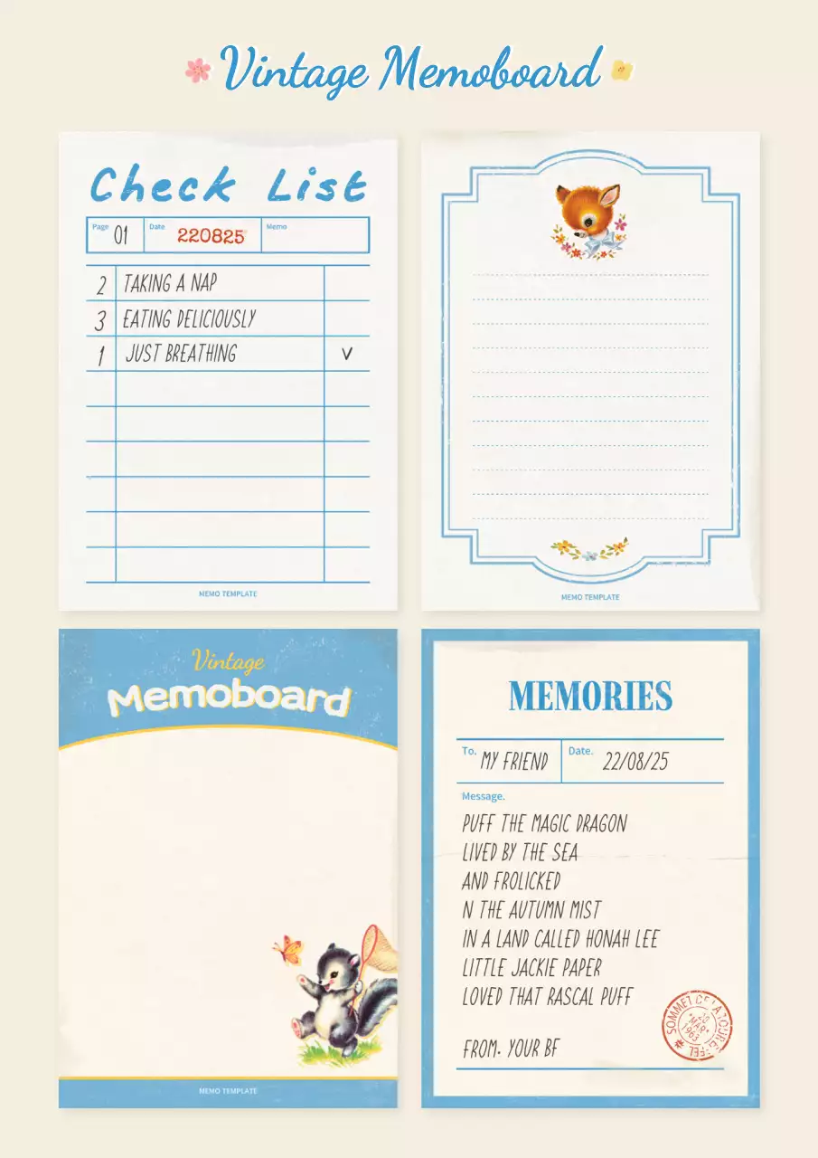 Light blue vintage notepad concept layout bundle pack